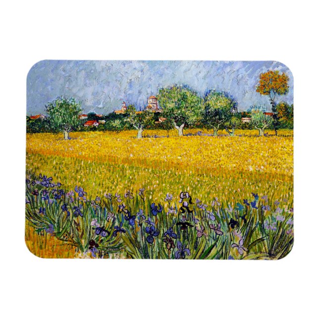 Vy över Arles med Irises Vincent van Gogh-färg Magnet (Horisontell)