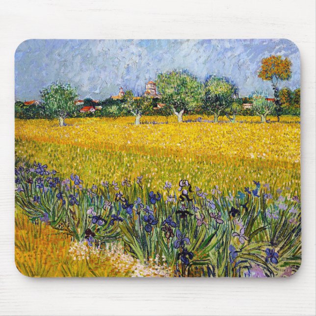 Vy över Arles med Irises Vincent van Gogh-färg Musmatta (Framsidan)
