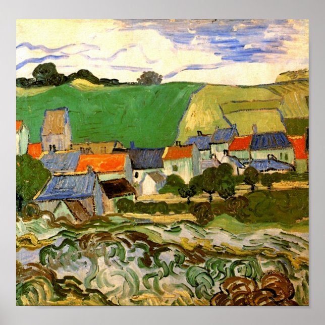 Vy över Auvers (F799) Van Gogh Fine Art Poster (Framsidan)