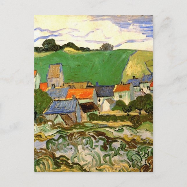 Vy över Auvers (F799) Van Gogh Fine Art Vykort (Framsida)
