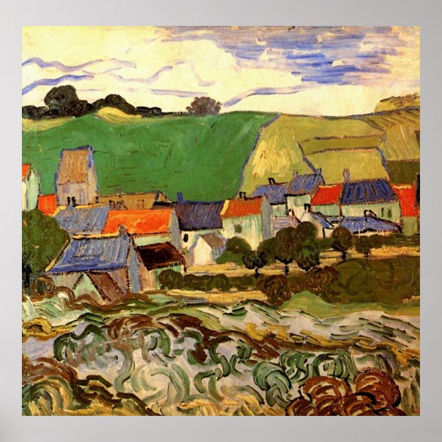 Vy över Auvers Vincent van Gogh Poster (Framsidan)