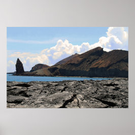 Vy över Bartolomeön i Galapagosöarna Poster