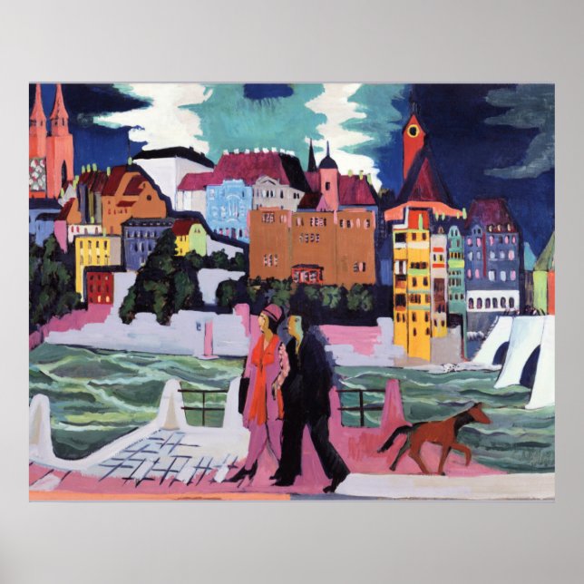 Vy över Basel och Rhen Poster (Framsidan)
