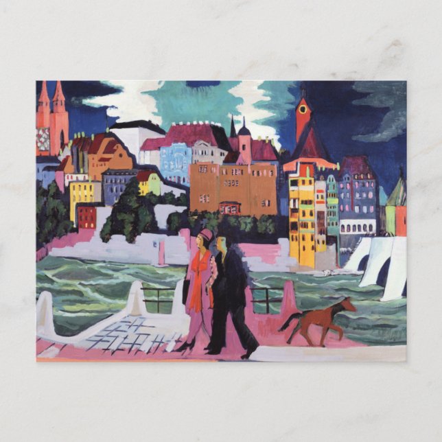 Vy över Basel och Rhen Vykort (Framsida)