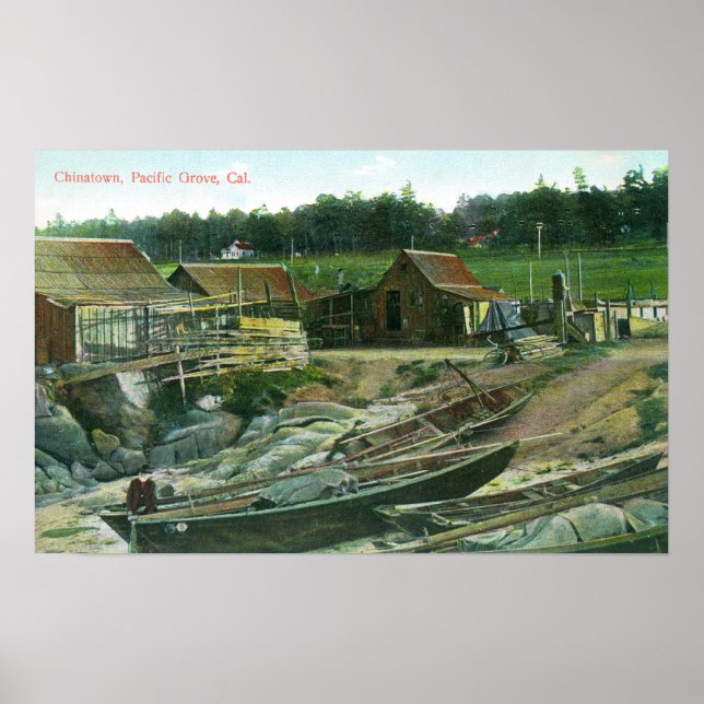 Vy över båtar på Beach i Chinatown Poster (Framsidan)