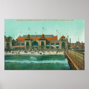 Vy över Bathing Pavilion och Electric Pier Poster