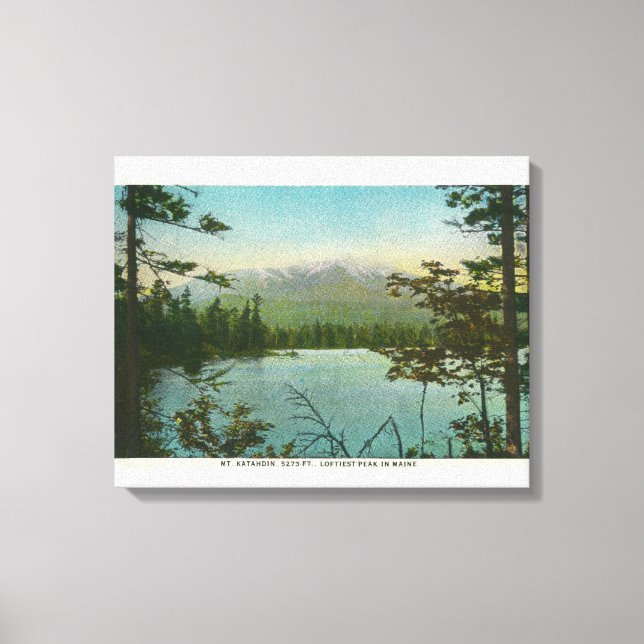 Vy över berget Katahdin, Loftiest-toppen i Maine Canvastryck (Framsida)