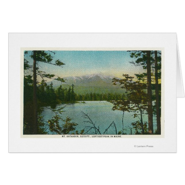 Vy över berget Katahdin, Loftiest-toppen i Maine Hälsningskort (Framsidan Horizontal)