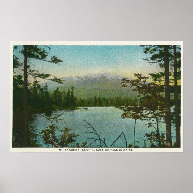 Vy över berget Katahdin, Loftiest-toppen i Maine Poster (Framsidan)