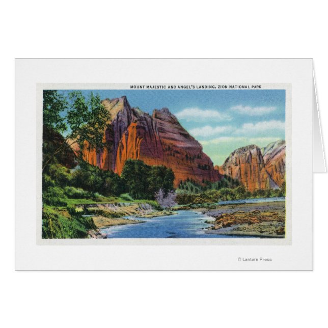 Vy över berget Majestic och Angel's Landing Hälsningskort (Framsidan Horizontal)