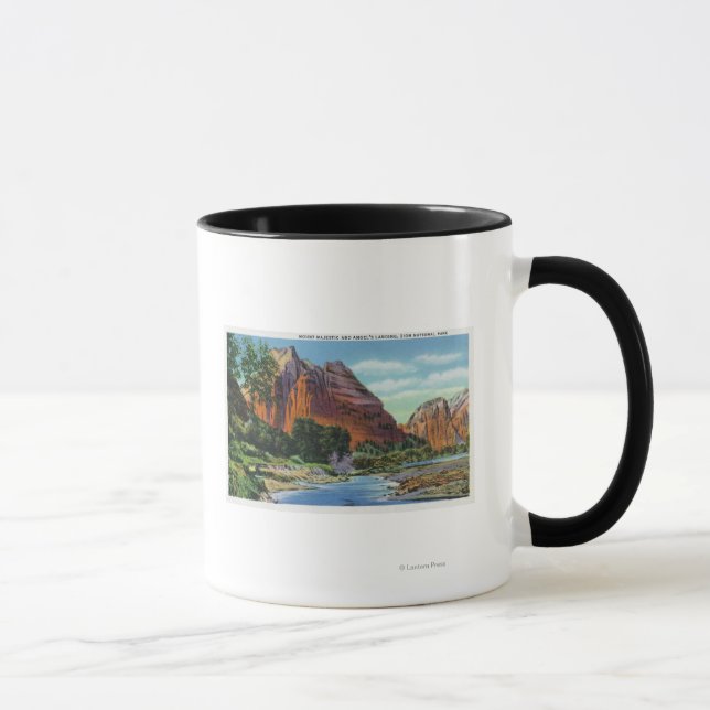 Vy över berget Majestic och Angel's Landing Mugg (Höger)
