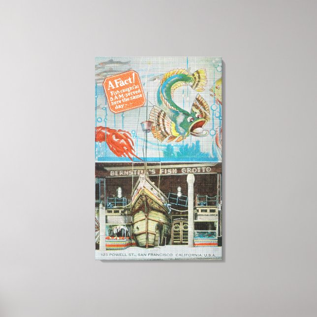 Vy över Bernsteins fiskgrotto med fisk Canvastryck (Framsida)