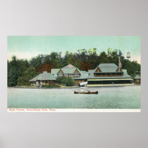 Vy över Boat House i Norumbega Park Poster