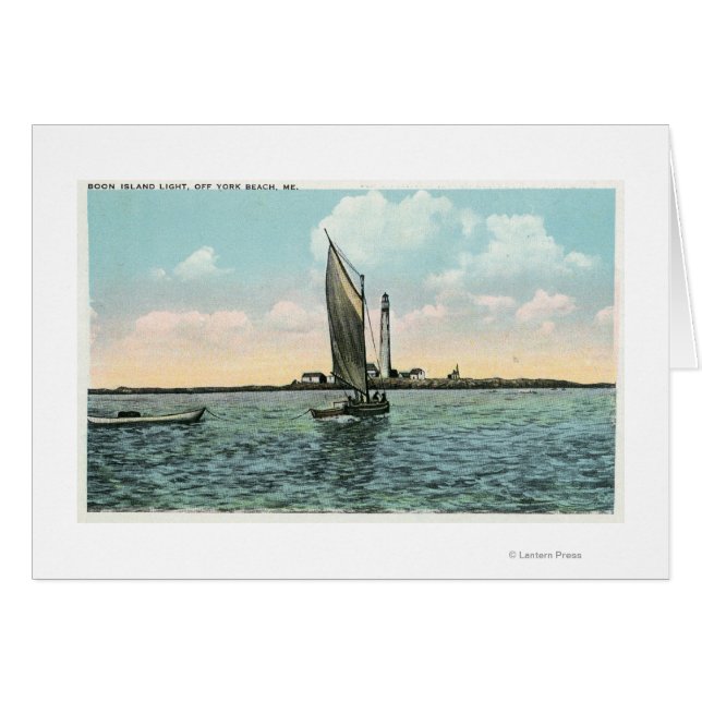 Vy över Boon Island fyr utanför York Hälsningskort (Framsidan Horizontal)