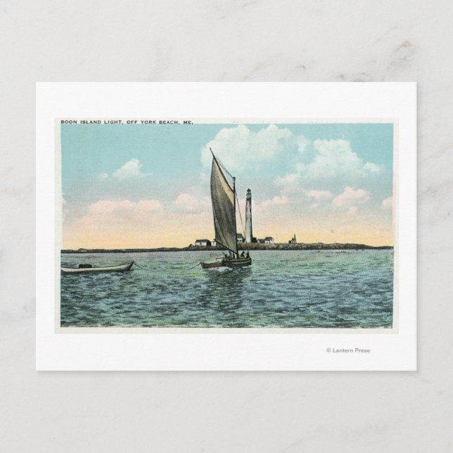 Vy över Boon Island fyr utanför York Vykort (Framsida)