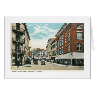 Vy över Broadway och Corner Strand Street Hälsningskort