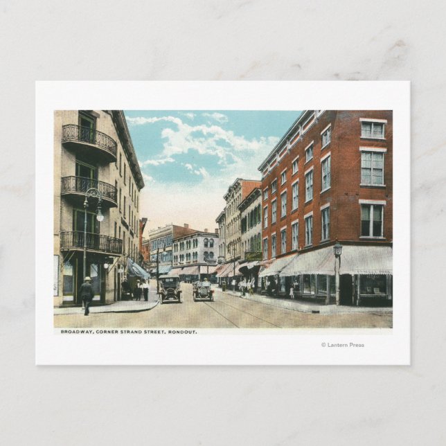Vy över Broadway och Corner Strand Street Vykort (Framsida)
