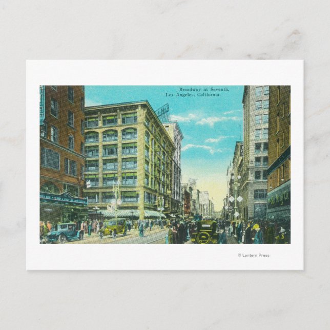 Vy över Broadway och sjunde hörnet Vykort (Framsida)