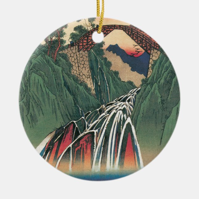 Vy över Bron över Inafloden, Nojiri av Hiroshige Julgransprydnad Keramik (Framsidan)