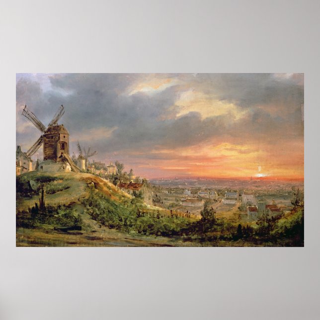 Vy över Butte Montmartre, c.1830 Poster (Framsidan)