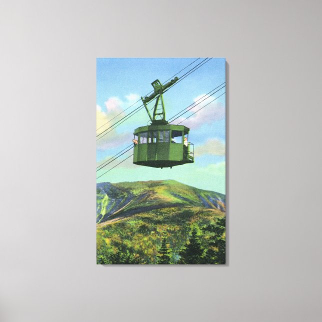 Vy över Cannon Mt Tram-stigande Canvastryck (Framsida)