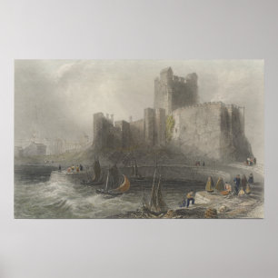 Vy över Carrifergus Castle Poster