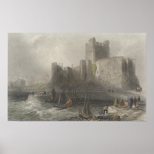 Vy över Carrifergus Castle Poster (Framsidan)