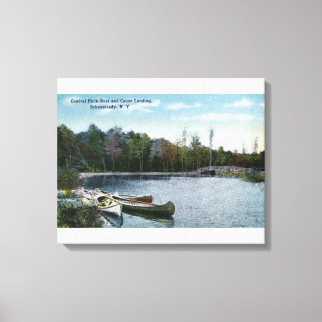 Vy över Central Park Boat & Canoe Landing Canvastryck (Framsida)