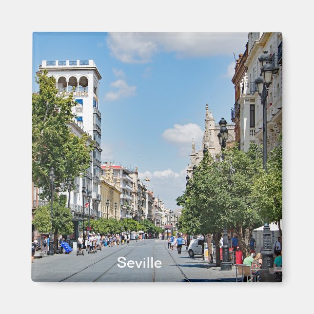 Vy över centrum i Sevilla Magnet (Framsidan)