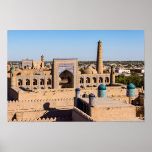 Vy över citadellet Kunya-ark - Khiva, Uzbekistan Poster