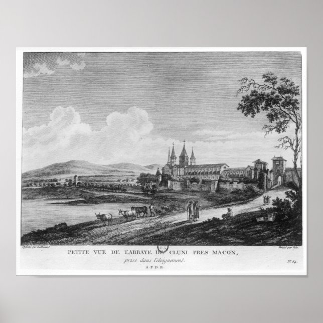 Vy över Cluny Abbey Poster (Framsidan)