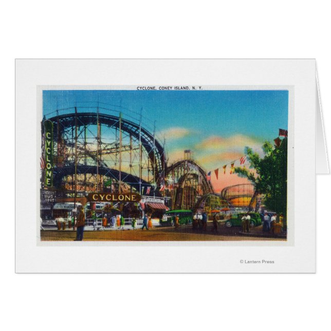 Vy över Cyclone Rollercoaster # 1 Hälsningskort (Framsidan Horizontal)