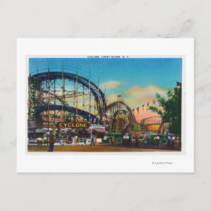 Vy över Cyclone Rollercoaster # 1 Vykort