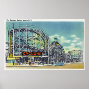 Vy över Cyclone Rollercoaster # 2 Poster