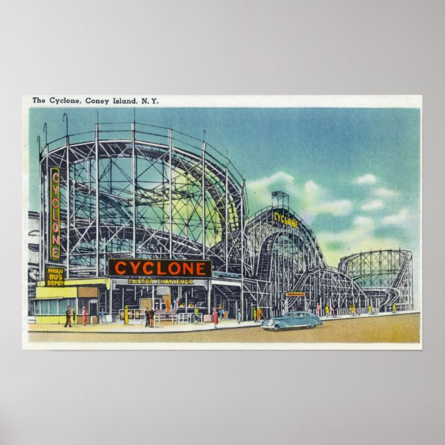 Vy över Cyclone Rollercoaster # 2 Poster (Framsidan)