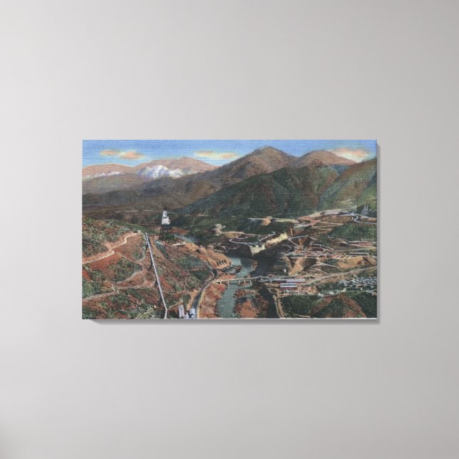 Vy över damm under uppförande canvastryck (Framsida)