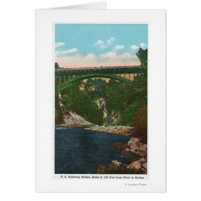 Vy över den amerikanska snabbbron, väg 9 hälsningskort (Framsidan)