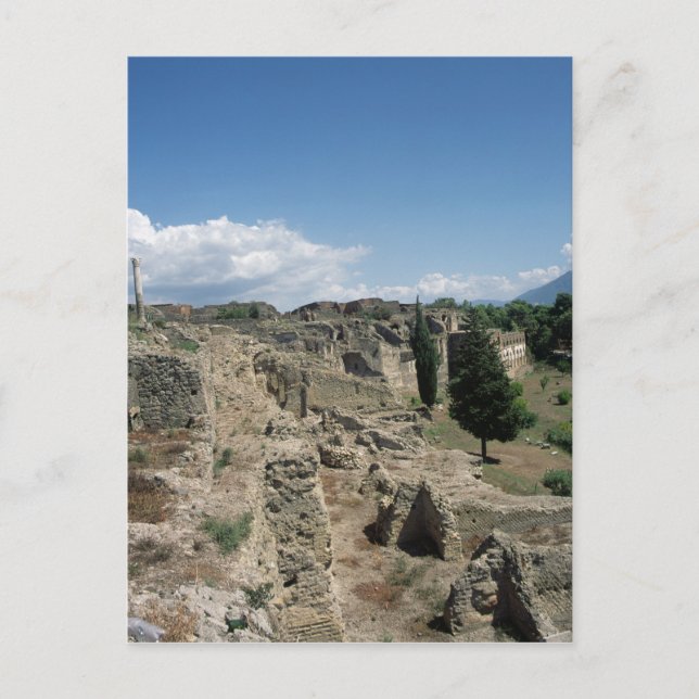 Vy över den förstörda staden vykort (Framsida)