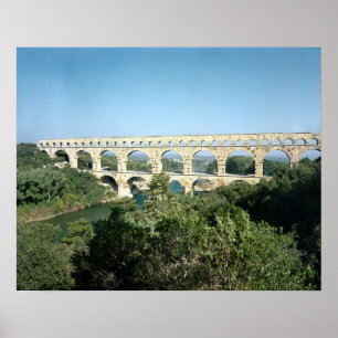 Vy över den romerska akvedukten, byggt c.19 BC Poster