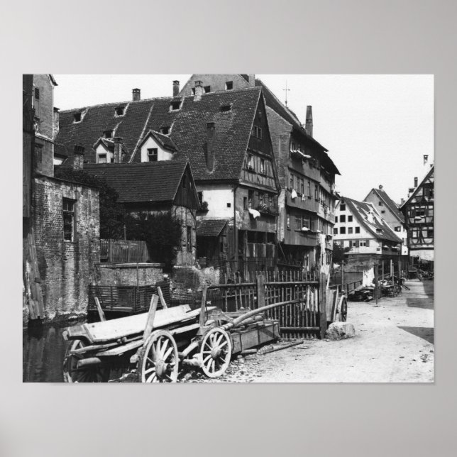 Vy över det gamla kvartalet, Ulm, c.1910 Poster (Framsidan)