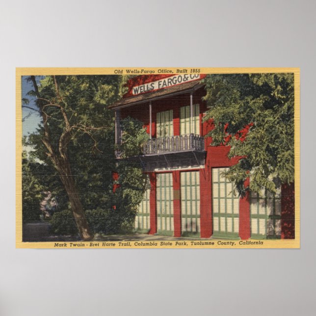 Vy över det gamla Wells-Fargo-kontoret (1855) Poster (Framsidan)