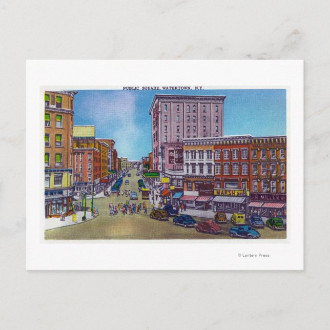 Vy över det offentliga torget vykort (Framsida)