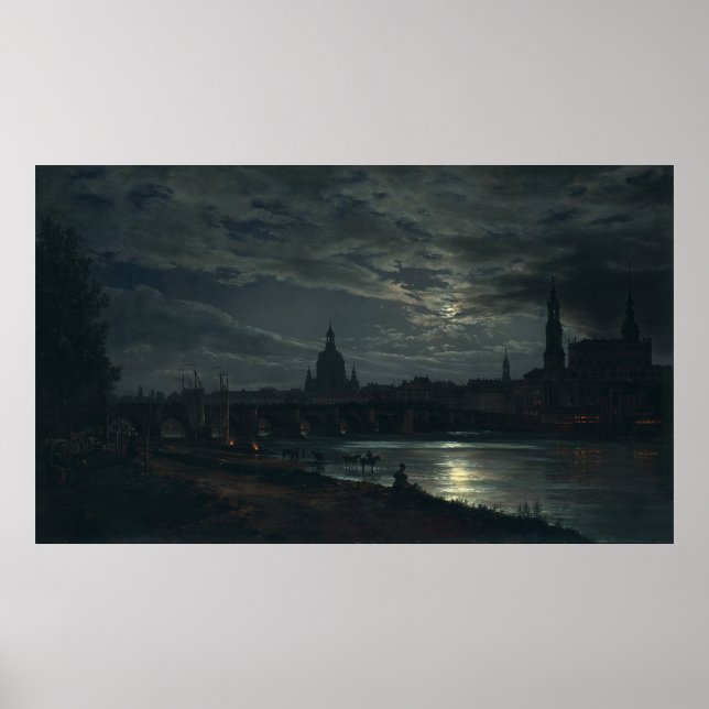 Vy över Dresden av Moonlight Poster (Framsidan)