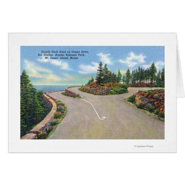 Vy över Dubbla för Ocean Drive Deck Road Hälsningskort (Framsidan Horizontal)