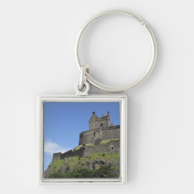 Vy över Edinburgh Castle, Edinburgh, Skottland, 2 Fyrkantig Silverfärgad Nyckelring (Framsidan)