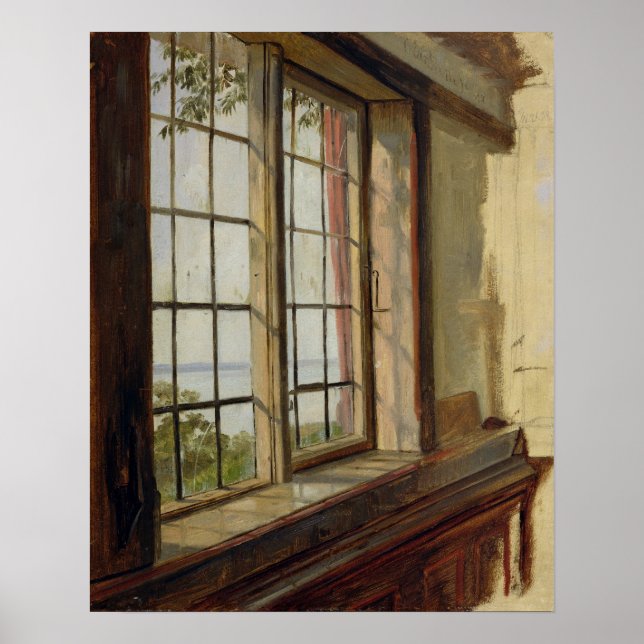 Vy över Elbe genom ett fönster, 1838 Poster (Framsidan)