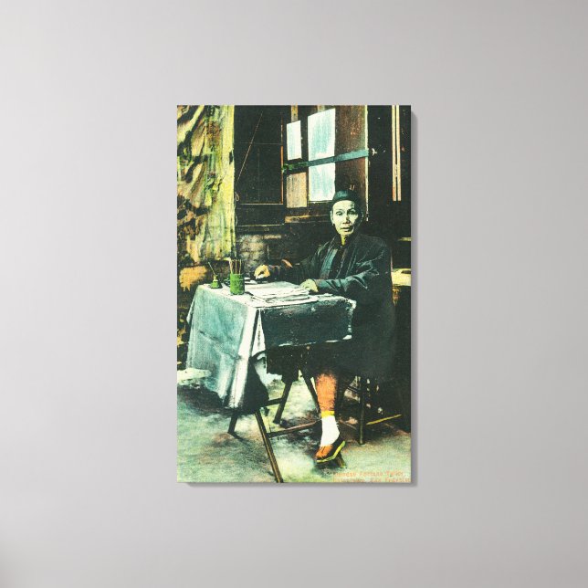 Vy över en kinesisk Fortune Teller Canvastryck (Framsida)