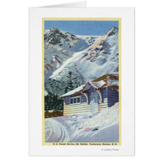 Vy över ett amerikanskt skidskydd hälsningskort (Framsidan)