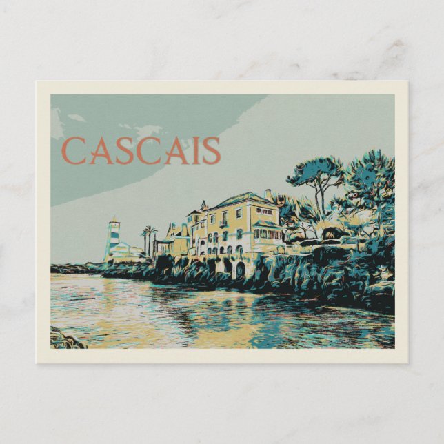 Vy över ett Cascais-palats, Portugal Vykort (Framsida)