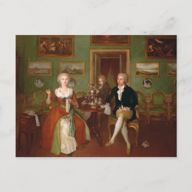 Vy över ett teckning rum, 1780 vykort (Framsida)